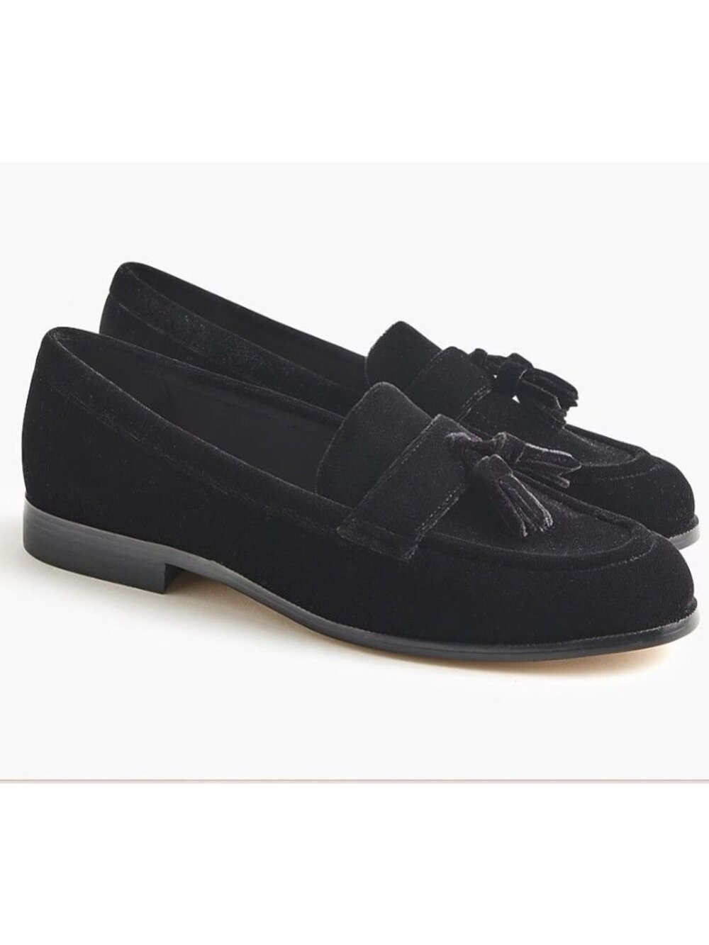 J. Crew Black Velvet Tassel Loafers Flats Black Women's Size 6 New